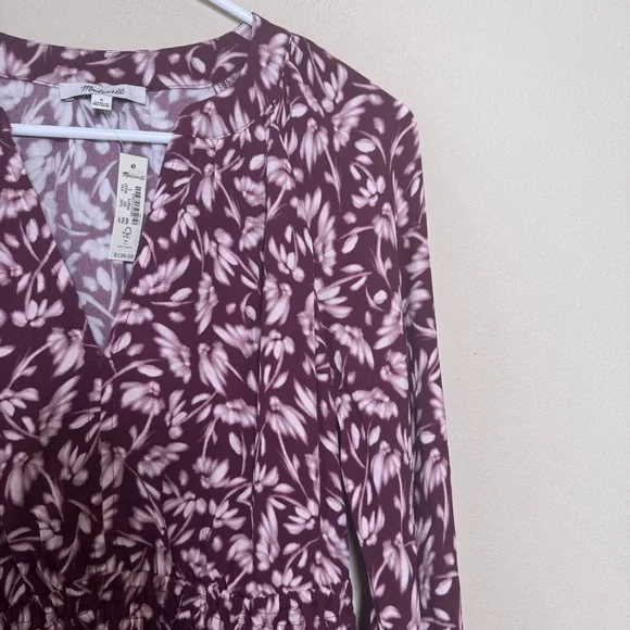 Madewell Smocked Y-Neck Mini Dress In Floral - Picture 6 of 16